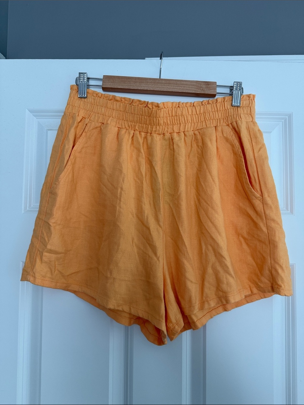NWT NEW Blank NYC Pull On Linen Blend Shorts Large Peach | Orange Women’s